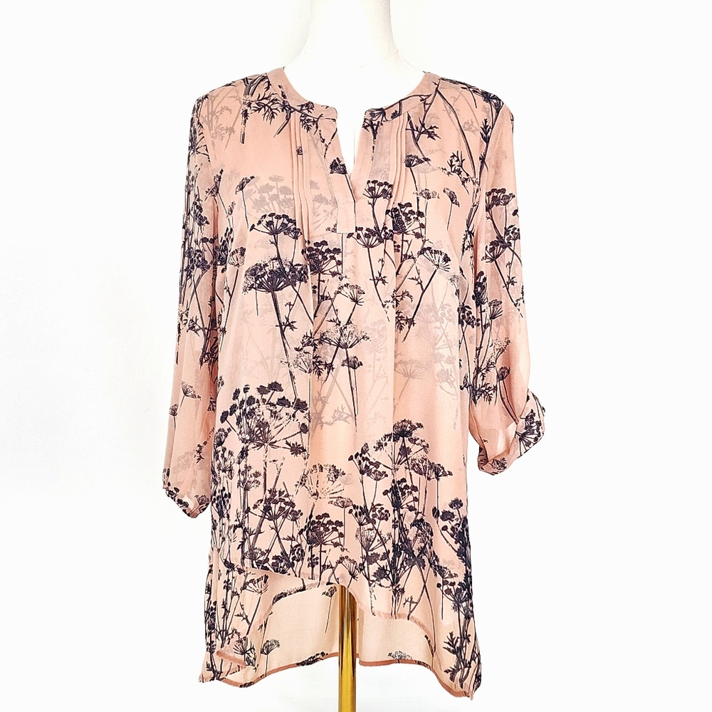 My Michelle Tulip Hem Floral Top Medium Blush Pink